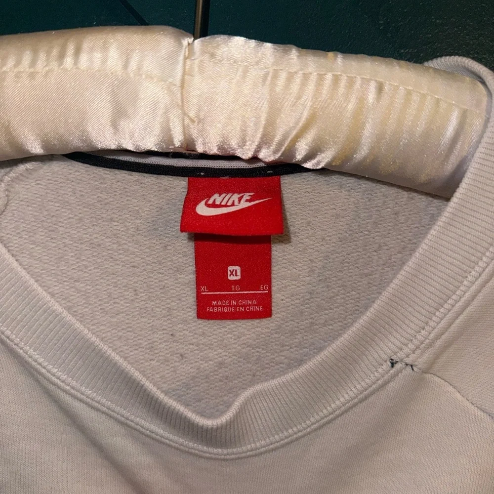 Nike White Crew Sweatshirt with Red Tag